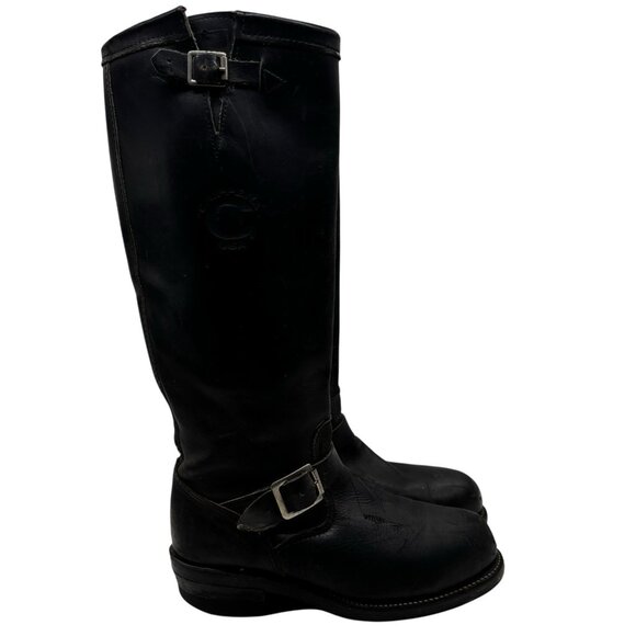 Vintage CHIPPEWA Engineer Boots Mens Sz 7.5 D Biker 12" Tall Steel Toe USA - Picture 1 of 16